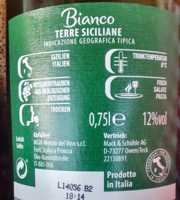 2013 Test im Bianco Terre ALDI-Bio-Wein: Siciliane IGT